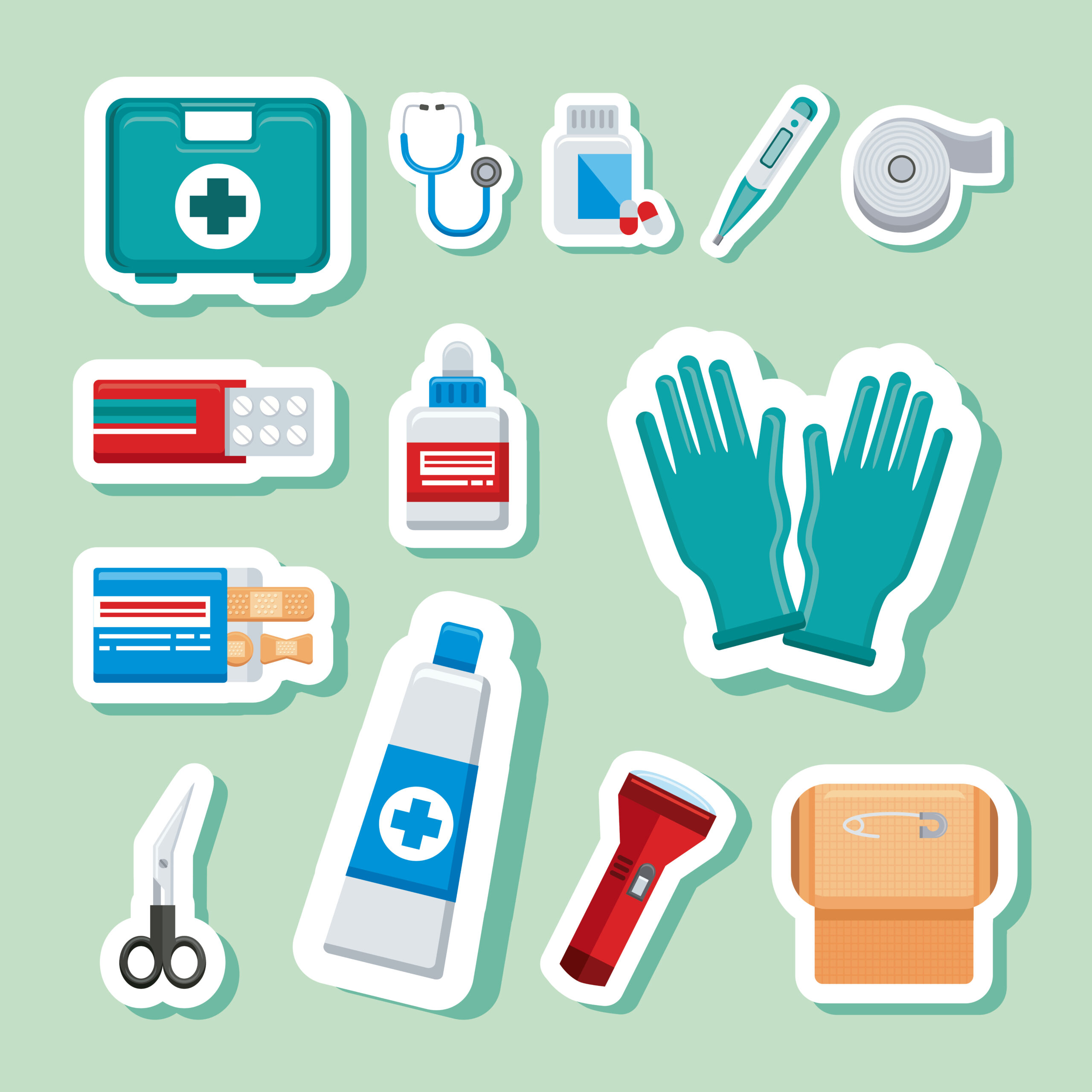 thirteen first aid set icons